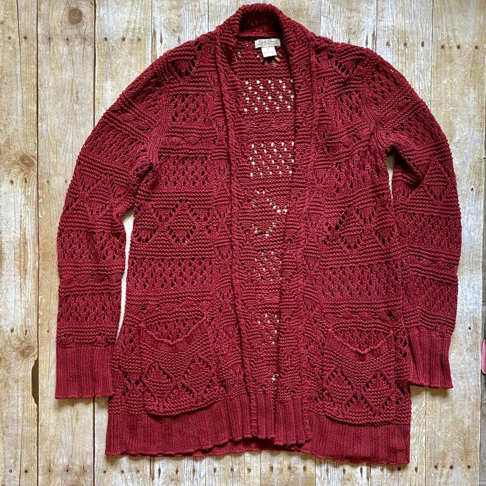 Lucky Brand Maroon Knit Chunky Cardigan Size L